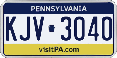 PA license plate KJV3040
