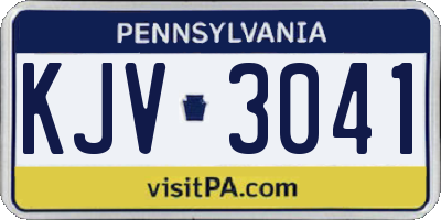 PA license plate KJV3041