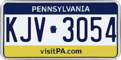 PA license plate KJV3054