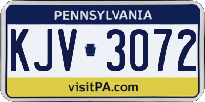 PA license plate KJV3072
