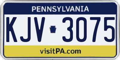 PA license plate KJV3075