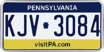 PA license plate KJV3084