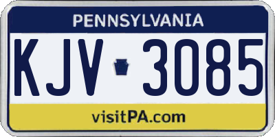 PA license plate KJV3085