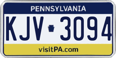 PA license plate KJV3094