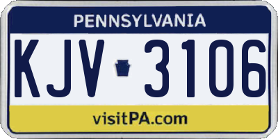 PA license plate KJV3106