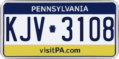PA license plate KJV3108