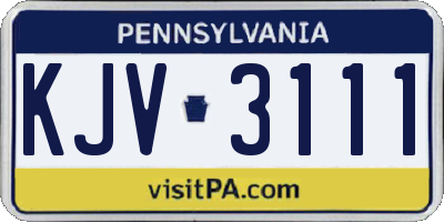 PA license plate KJV3111