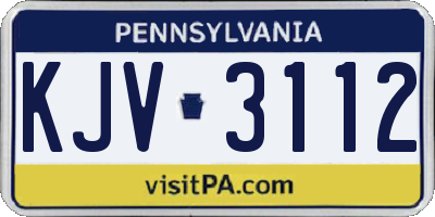 PA license plate KJV3112