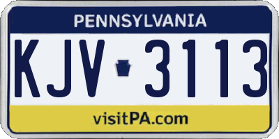 PA license plate KJV3113