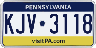 PA license plate KJV3118