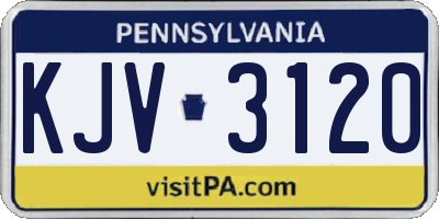 PA license plate KJV3120