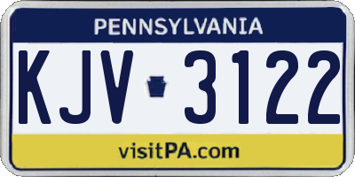 PA license plate KJV3122