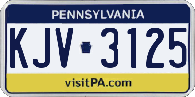 PA license plate KJV3125
