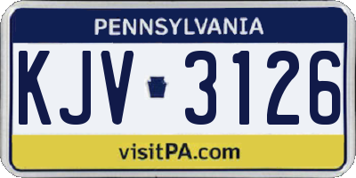 PA license plate KJV3126