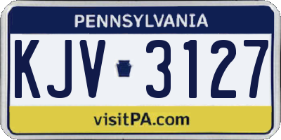 PA license plate KJV3127