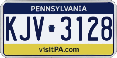 PA license plate KJV3128