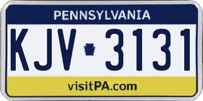 PA license plate KJV3131