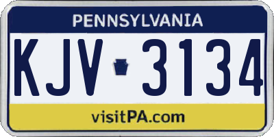 PA license plate KJV3134