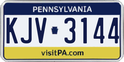 PA license plate KJV3144