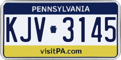 PA license plate KJV3145
