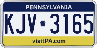 PA license plate KJV3165