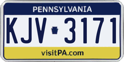 PA license plate KJV3171