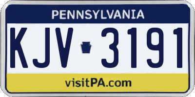 PA license plate KJV3191