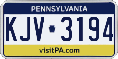 PA license plate KJV3194