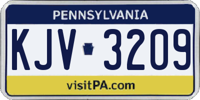 PA license plate KJV3209