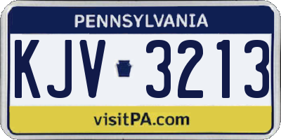 PA license plate KJV3213