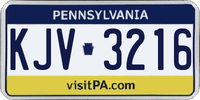 PA license plate KJV3216