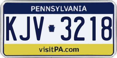 PA license plate KJV3218