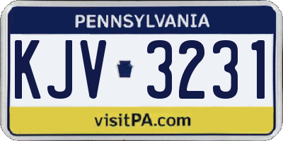 PA license plate KJV3231