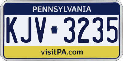 PA license plate KJV3235