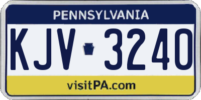 PA license plate KJV3240