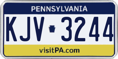 PA license plate KJV3244