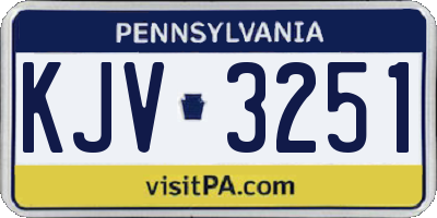 PA license plate KJV3251