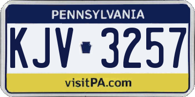PA license plate KJV3257