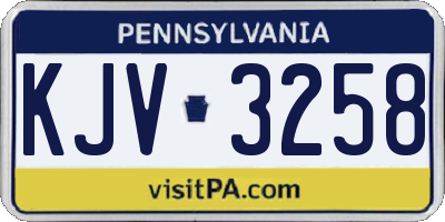 PA license plate KJV3258
