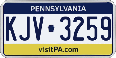 PA license plate KJV3259