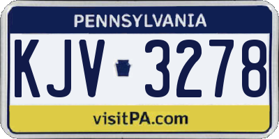 PA license plate KJV3278