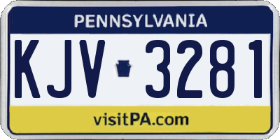 PA license plate KJV3281