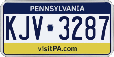PA license plate KJV3287