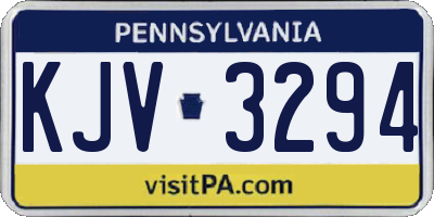 PA license plate KJV3294