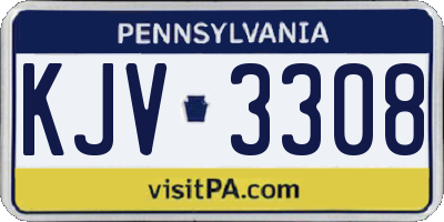 PA license plate KJV3308