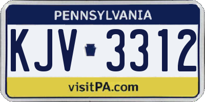 PA license plate KJV3312