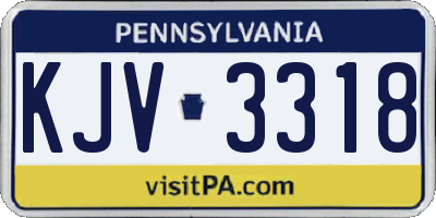 PA license plate KJV3318