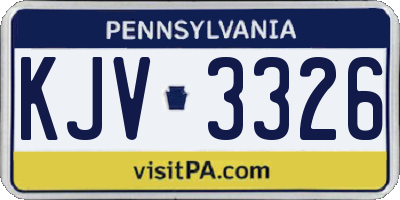 PA license plate KJV3326
