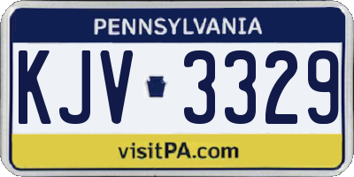 PA license plate KJV3329