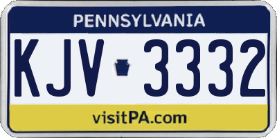 PA license plate KJV3332